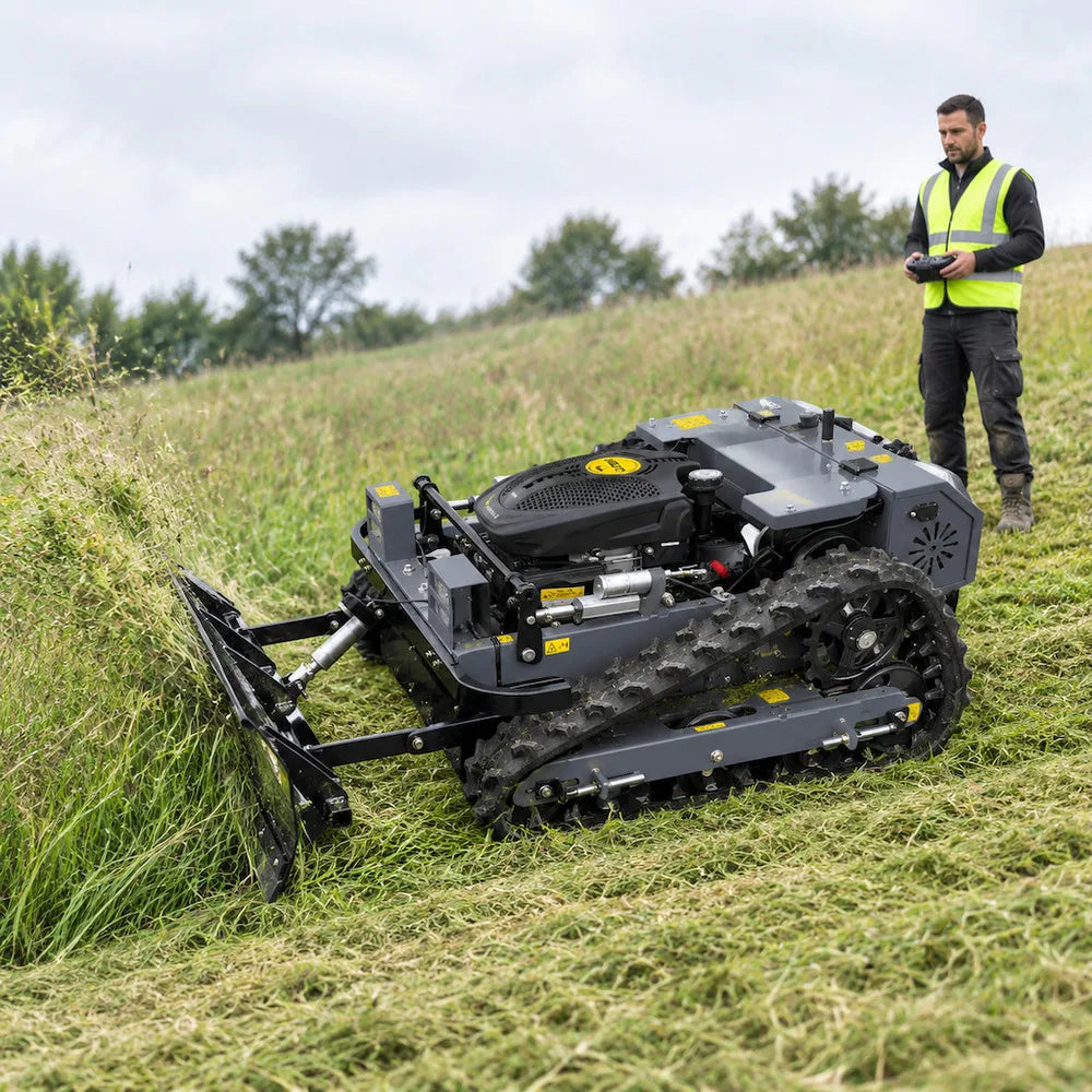 Remote Control Lawn Mower - Adjustable Height 20-150mm - 550mm Width | KIMLUD