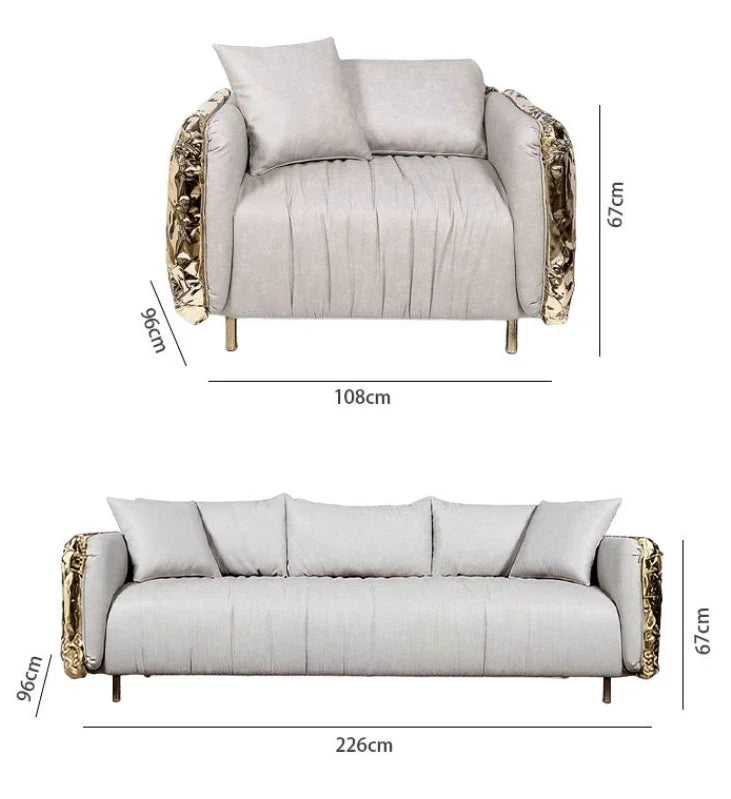 A Modern Style Light Luxury Leather Sectional Sofa Set Reclining Apartment Villa Living Room Furniture