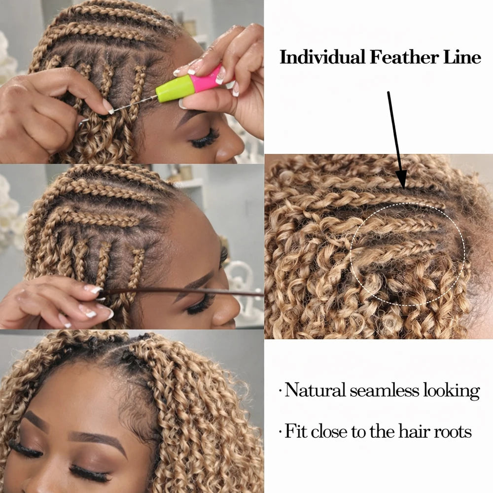 Kinky Curly Feather Crochet Hair Extensions Human Hair — Honey Blonde | KIMLUD