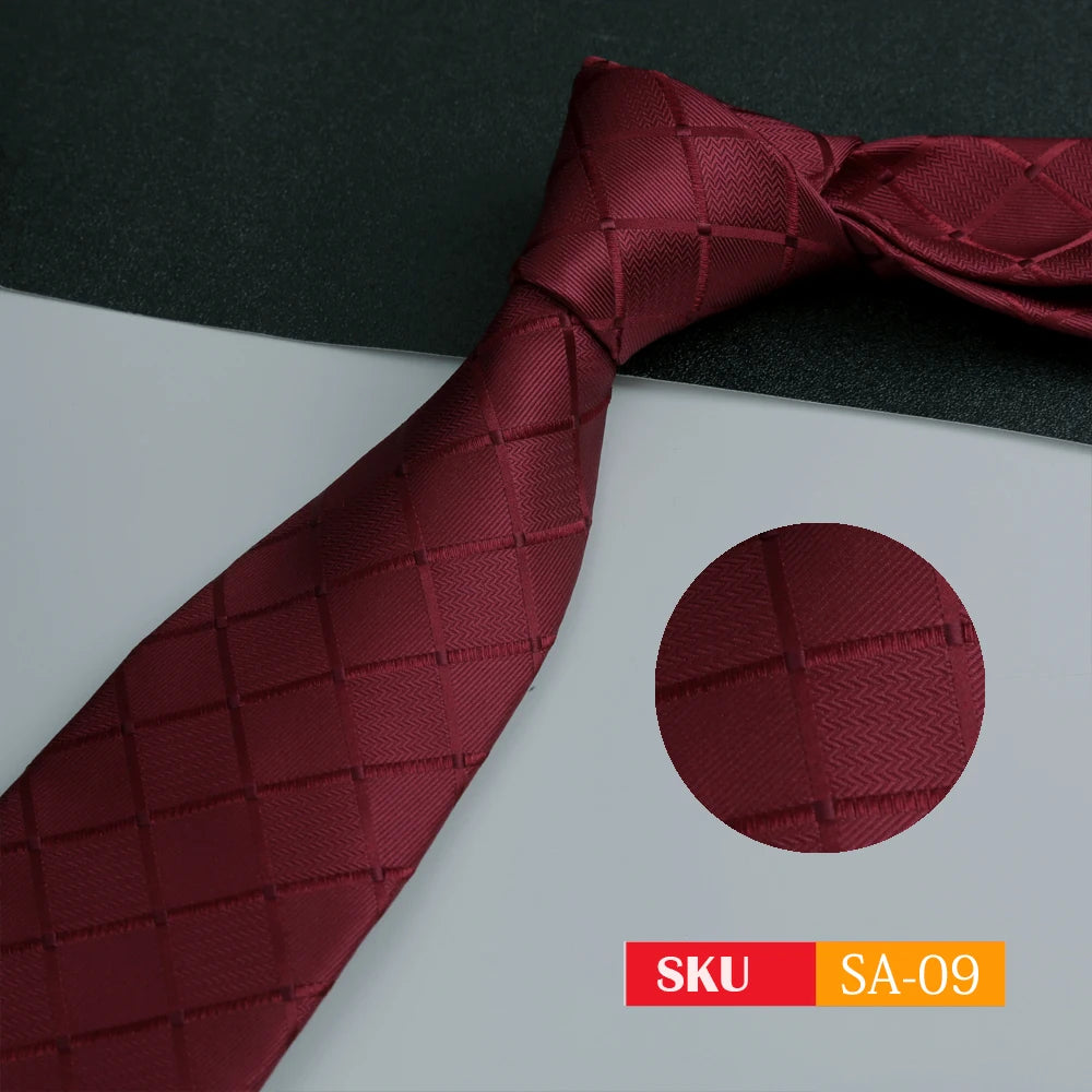 KIMLUD, Luxury 8CM Mens Ties Necktie Solid Twill Stripes Plaids Ties For Man Groom Neck Tie For Business Party, KIMLUD Womens Clothes