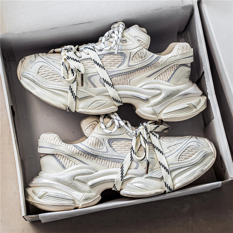 Men's Dad Shoes – Height Increase Sole – Mesh Upper – Multi-Strap | KIMLUD