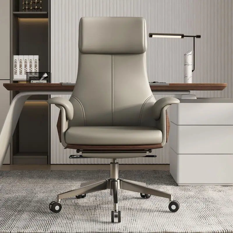 Genuine Leather Office Chair Executive — Black | KIMLUD