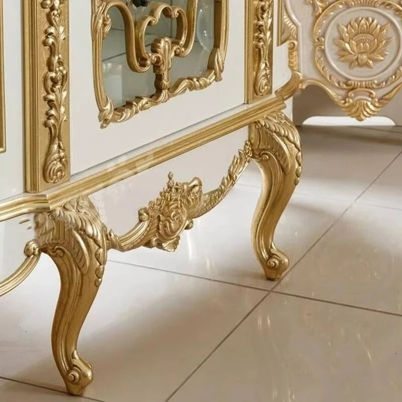 Solid Wood Display Cabinet Glass Door — Ivory | KIMLUD