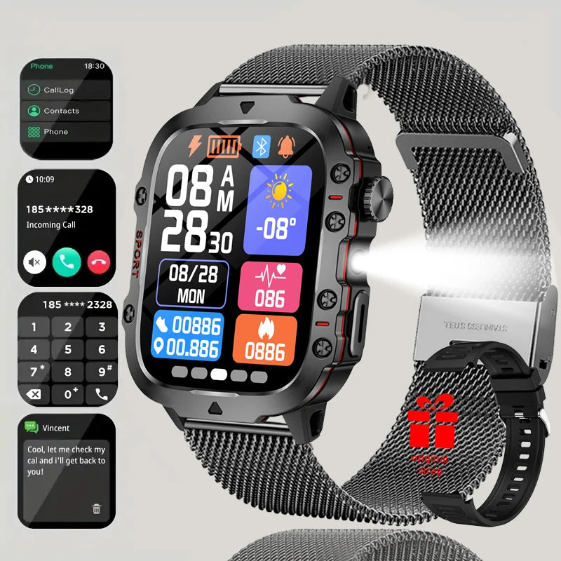 2025 New Men Women Smart Watch Flashlight 1.81” HD Display AI Voice Bluetooth Call Sports Watches Health Monitor Smartwatch Men