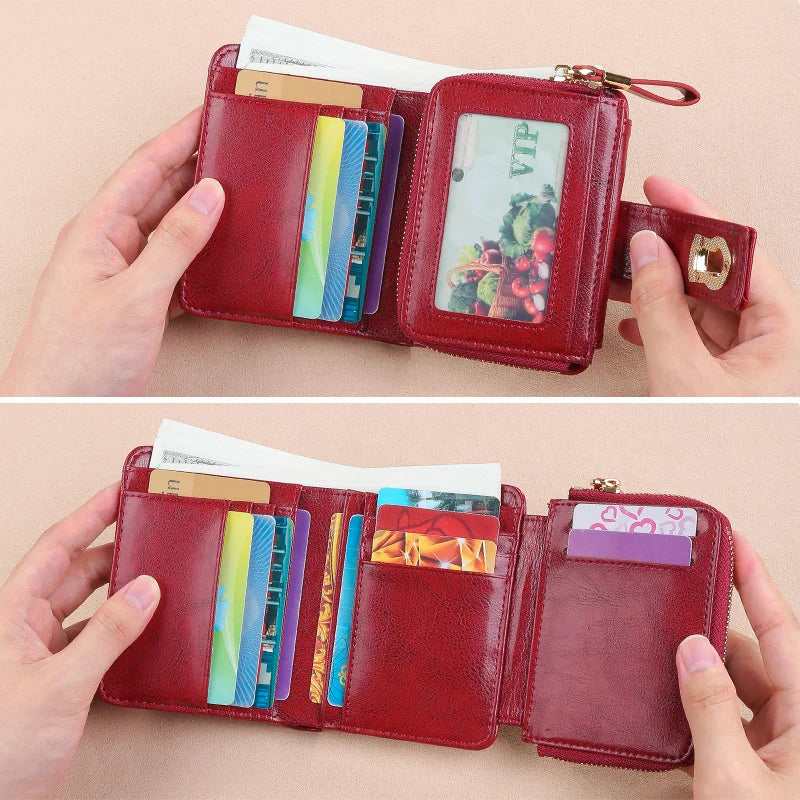Wallet – Multiple Card Slots Large Capacity – Split Leather | KIMLUD