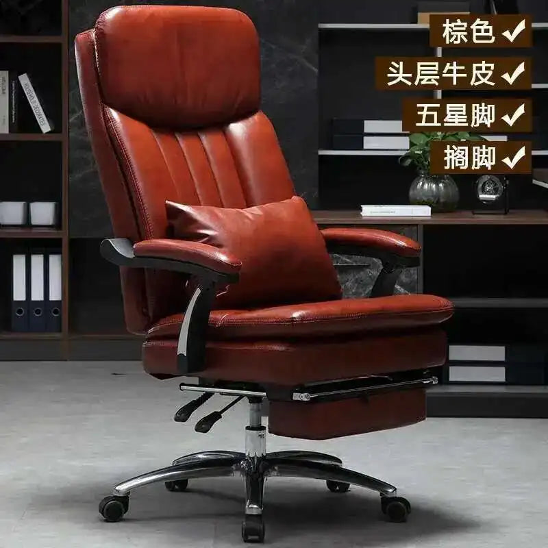 Executive Seat Office Chair Leather Study Wheels Modern Hand Relax Armchairs Library Fashion Cadeira Presidente Office Furniture