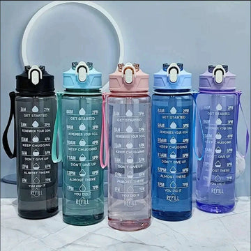 KIMLUD, 800ml/27oz Large Capacity Sports Water Bottle Leak Proof Plastic Drinking Cup With Time Scale Suitable For Travel Fitness Sports, KIMLUD Womens Clothes