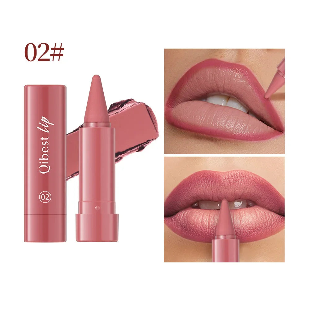 1pc Twist Up Lip Liner Lipstick Pen Multipurpose Blush Matte Red Velvet Lip Contour Waterproof Non Stick Cup Lip Rouge Makeup