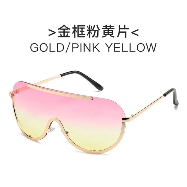 Oversized Punk Sunglasses Metal Frame — Black | KIMLUD