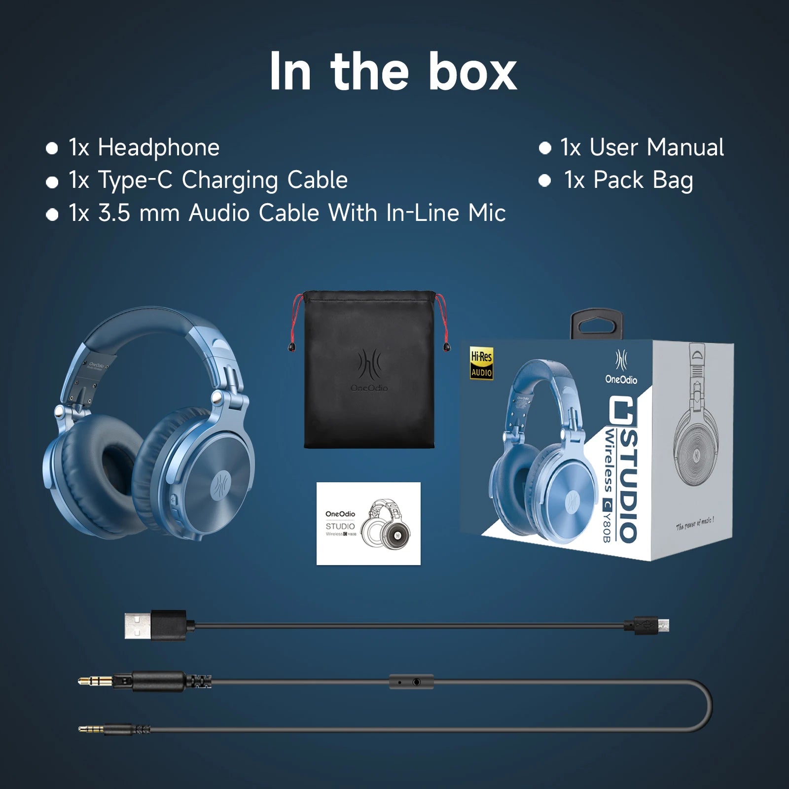 KIMLUD, Oneodio Wireless Bluetooth 5.2 Headset Over Ear Headphones With Microphone 110Hr Hi-Res Stereo Earphone For Phone PC Sports, KIMLUD Womens Clothes