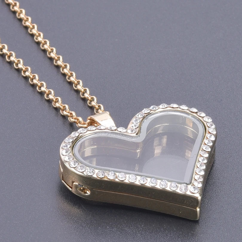 Silver-Tone Heart-Shaped Glass Reliquary Locket Pendant With Antique Filigree Keepsake Window — Silver | KIMLUD