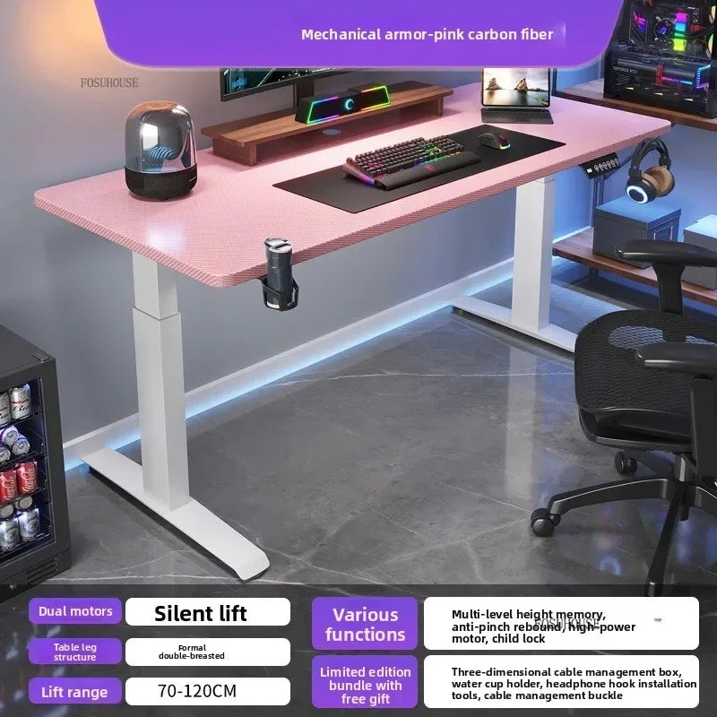 L-Shaped Desk Height-Adjustable Electric With Quiet Motor And Programming Presets — Black | KIMLUD
