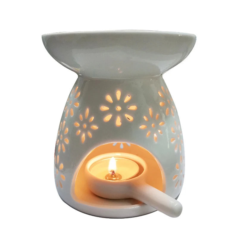 Ceramic Candle Holder Wax Melt Diffuser — Ivory | KIMLUD