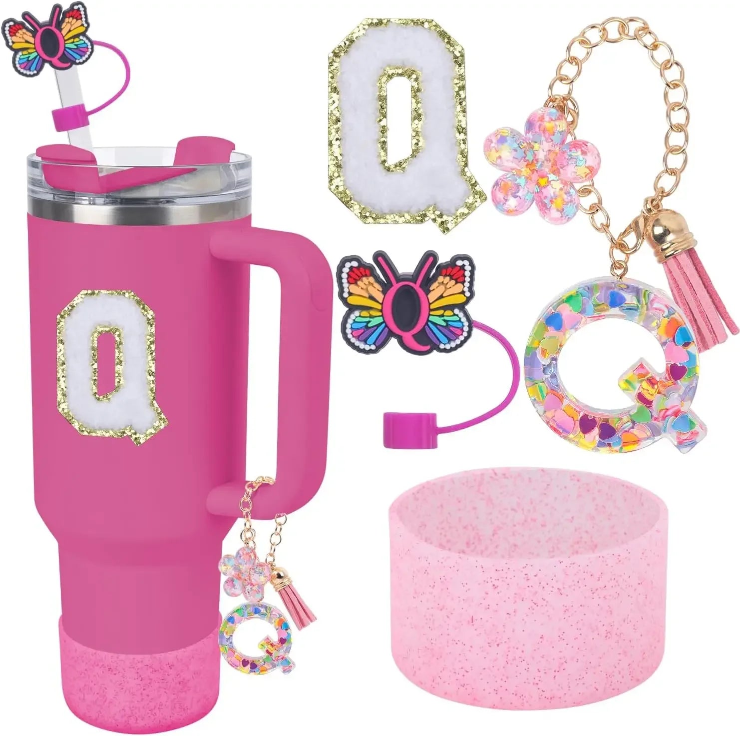 Accessories for Stanley Cup 40oz 30oz Letter Charms for Handle Silicone Boot,Straw Cover Topper & Sticker Charms