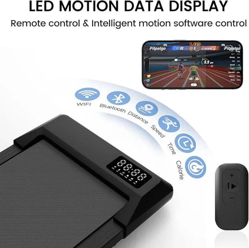 2-In-1 Home/Office Walking Treadmill With Bluetooth App Remote Control — Black | KIMLUD