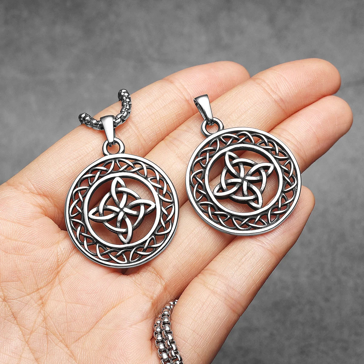 Hollow Viking Celtic Knot Men Necklaces Pendant Stainless Steel Jewelry For Male Women Punk Hip Hop Accessories Gifts Wholesale