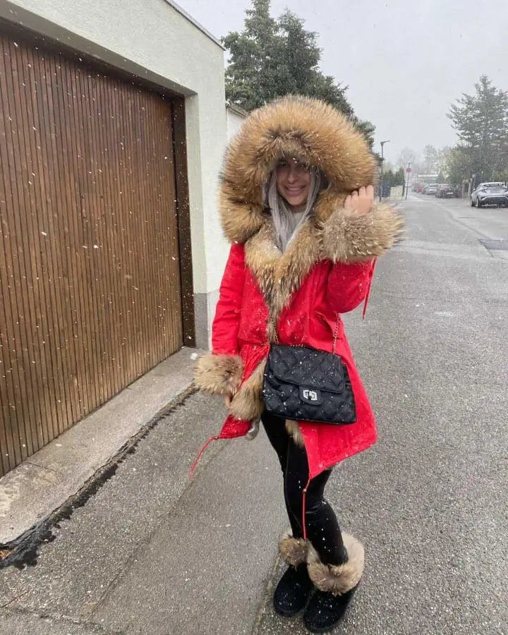 2023 Super Hot  Winter Jacket Hooded Long Overcoat Parkas Female Clothes Removable Real Fox Fur Collar Coats Woman