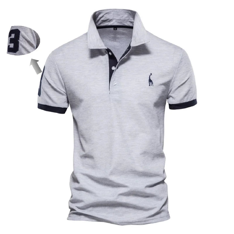 Casual Slim Fit Mens Polos New Summer Fashion Brand Cotton Embroidered 35% Solid Color Shirts for Men - KIMLUD