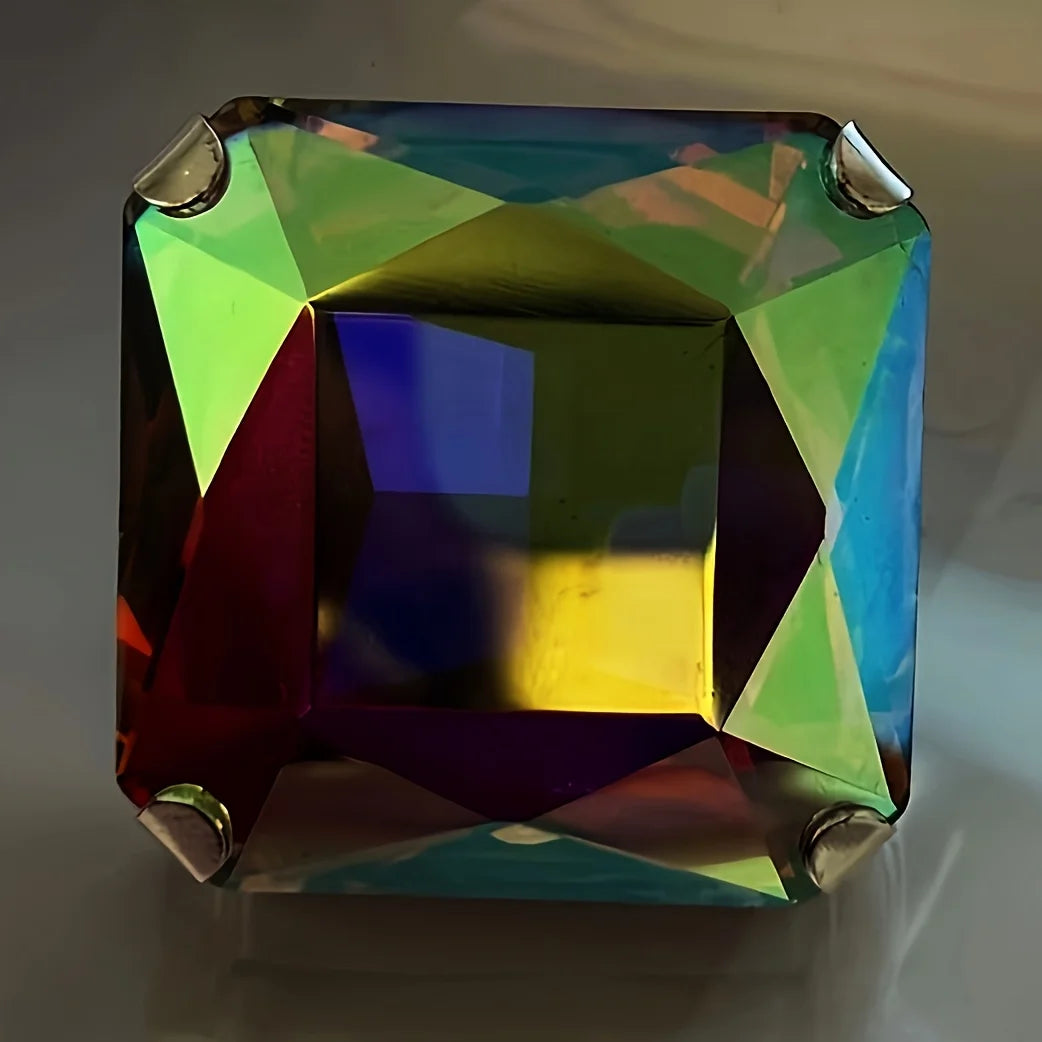 Crystal Ring Oversized Square Stone — Crystal | KIMLUD