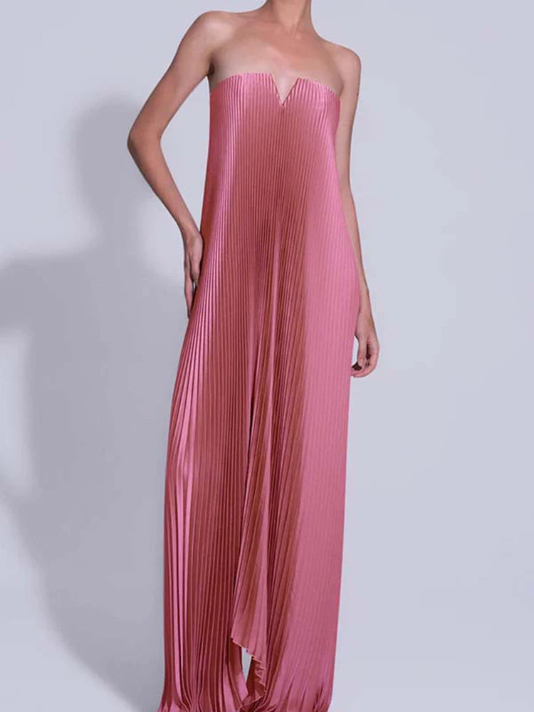 Polyester Backless Floor-Length Dress — Black | KIMLUD