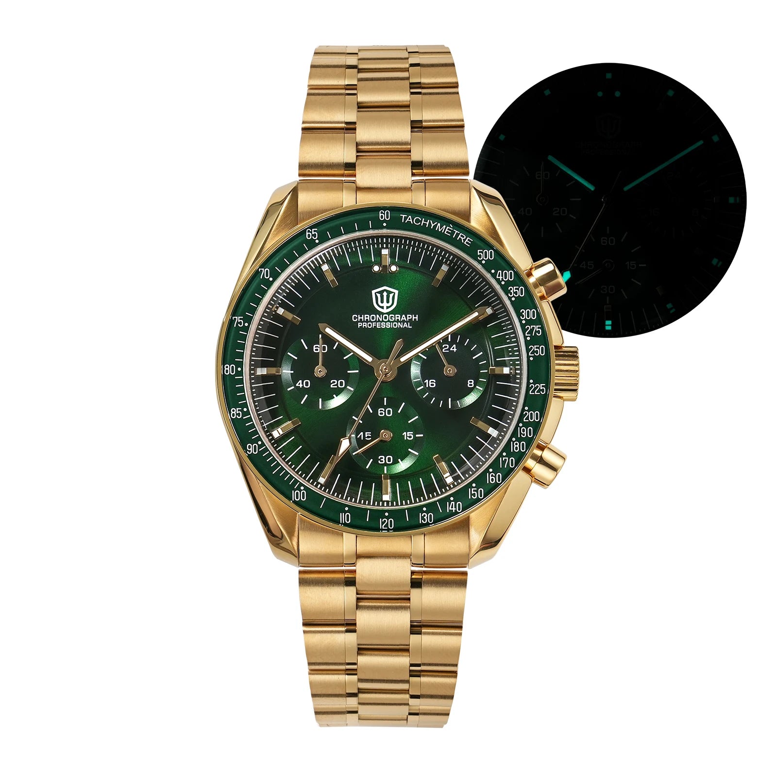 Watchdives WD1863 Quartz Watch VK63 Chronograph Movement Bubble Sapphire Crystal 10Bar Waterproof Luminous 39mm Vintage Watches