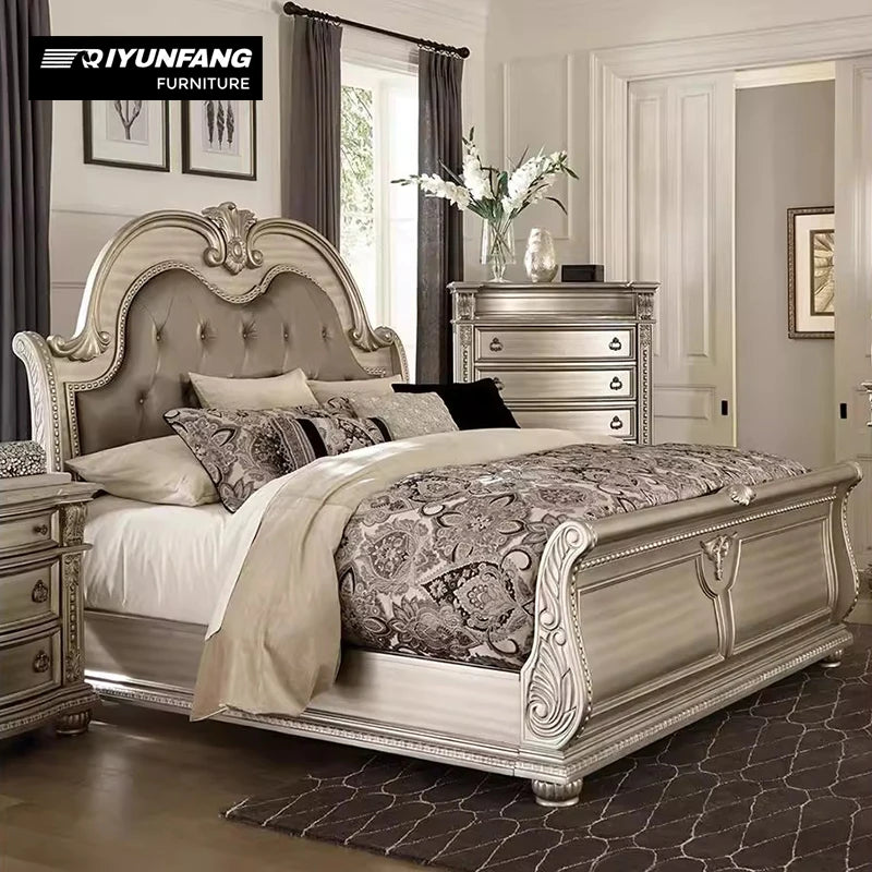 Luxury Custom Size Solid Wood Hotel Bedroom Furniture Set Modern Design Queen/King Beds for Dubai & Qatar Hotels