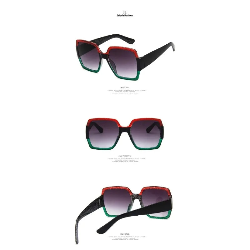 Plastic Oversized Square Sunglasses — Multicolor | KIMLUD