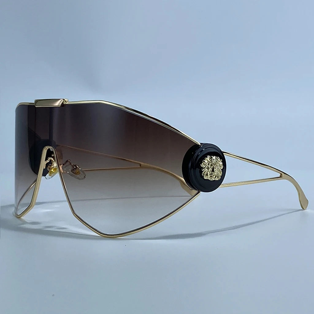 Plastic Oversized Sunglasses Solid — Gold | KIMLUD