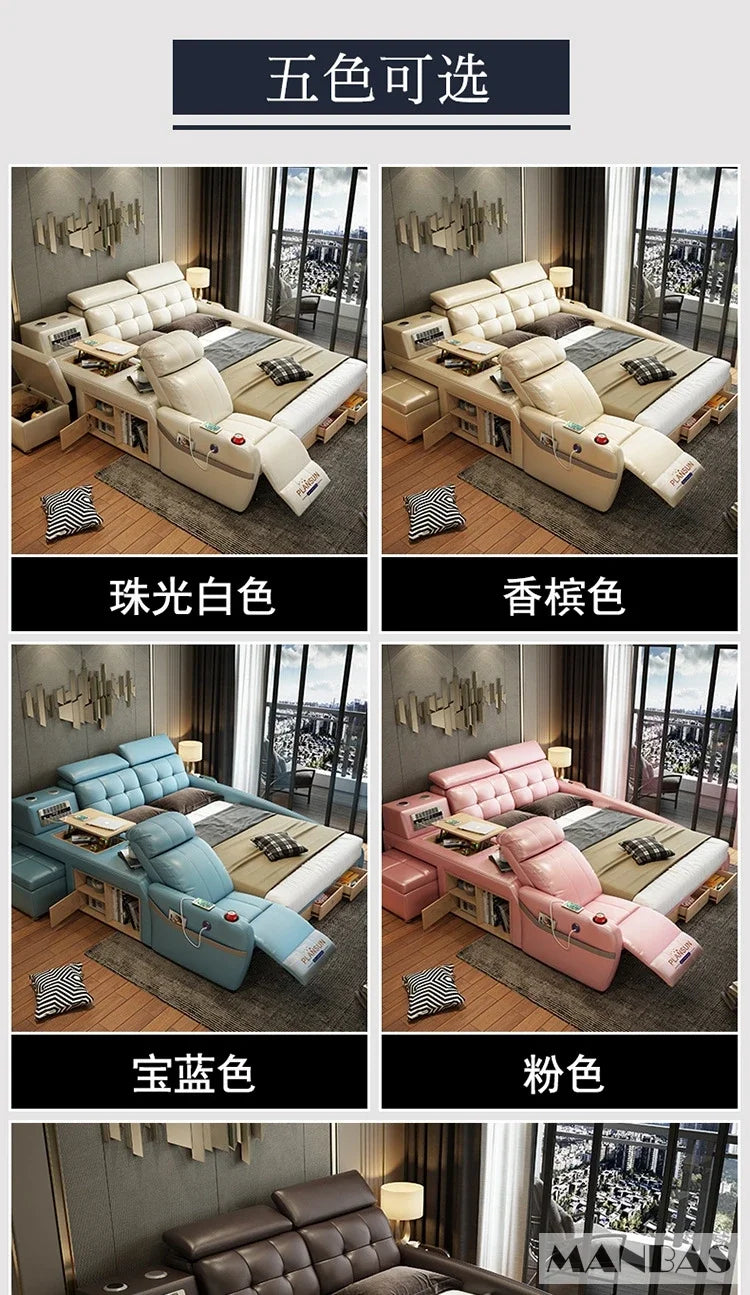 Genuine Leather Massage Bed Bluetooth Speaker — Chocolate Brown | KIMLUD