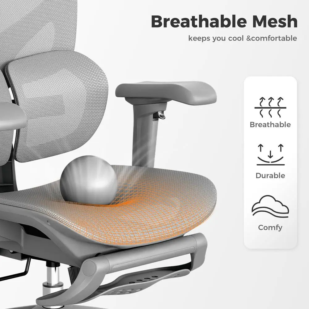 High-Back Mesh Ergonomic Office Chair — Gray | KIMLUD