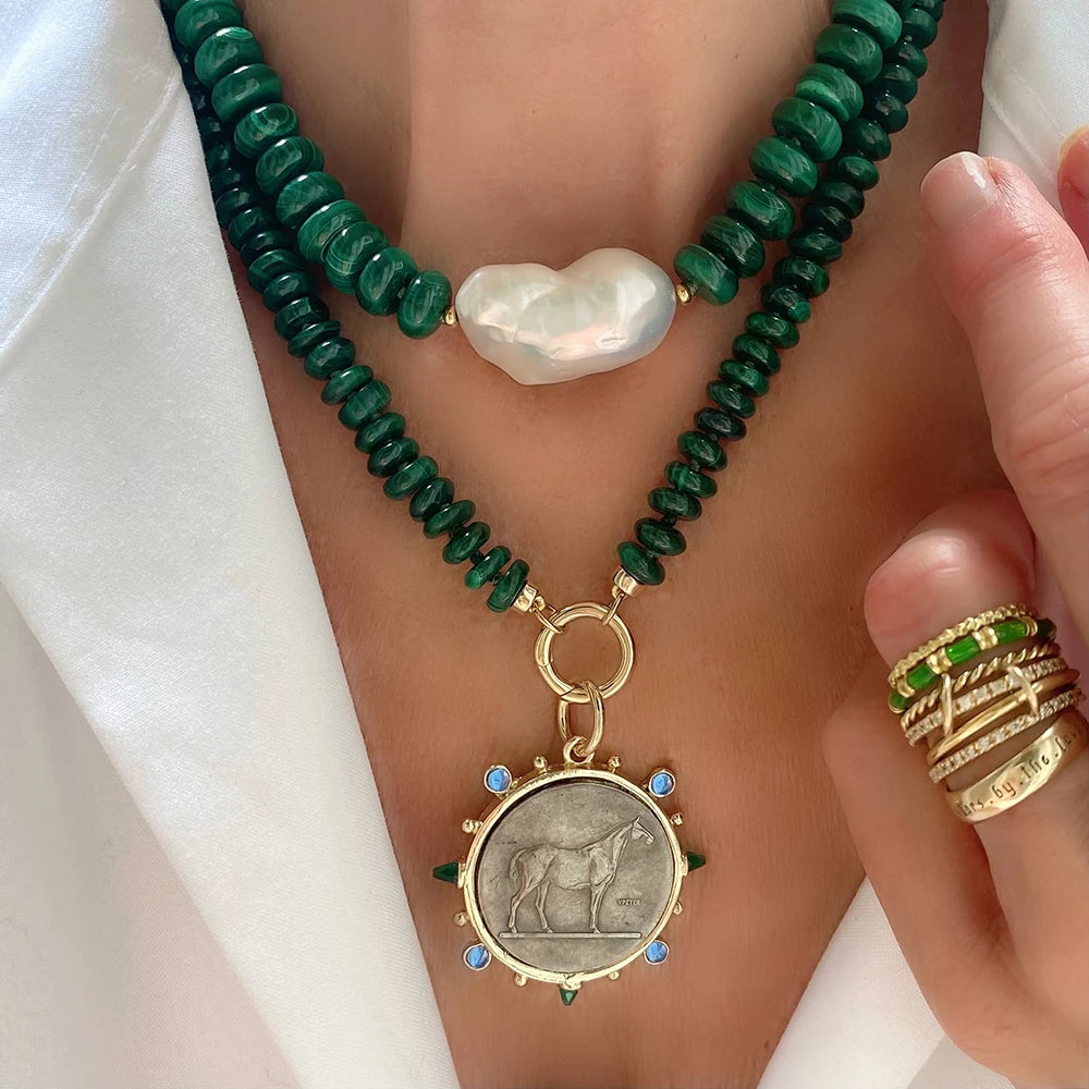 Boho Natural Stone Bead Choker Necklace — Natural | KIMLUD
