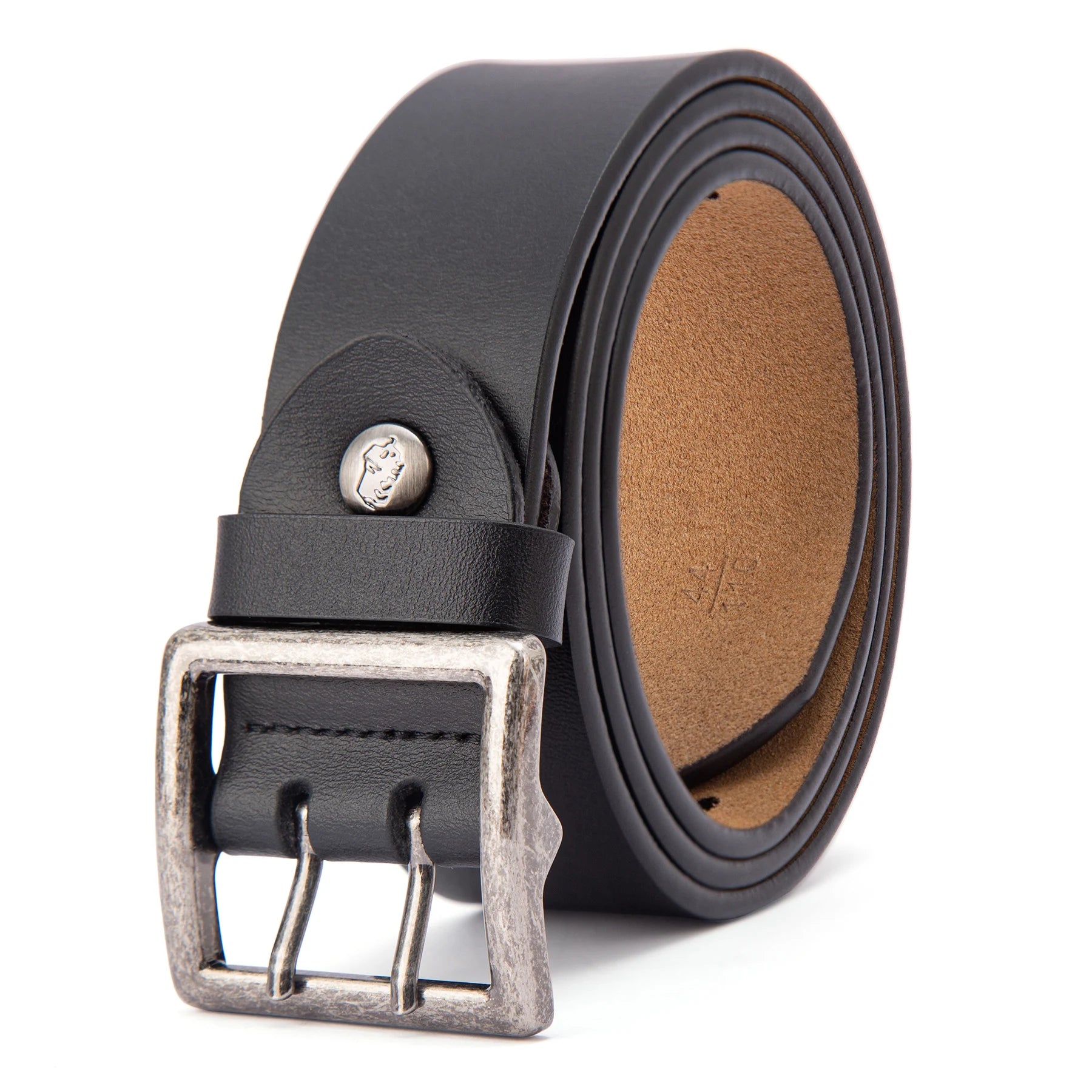 Split Leather Belt Vintage Pin Buckle 3.8 Cm Wide For Men — Black Coffee | KIMLUD