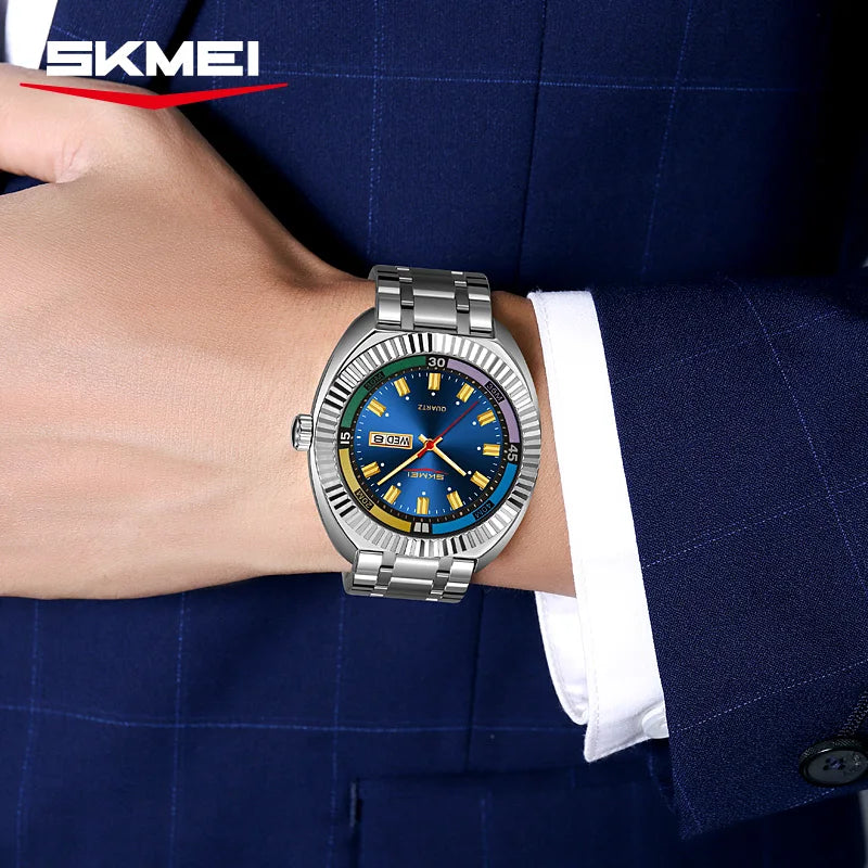 Men's quartz watch, fashionable business waterproof stainless steel watch, casual sports clock Reloj V179