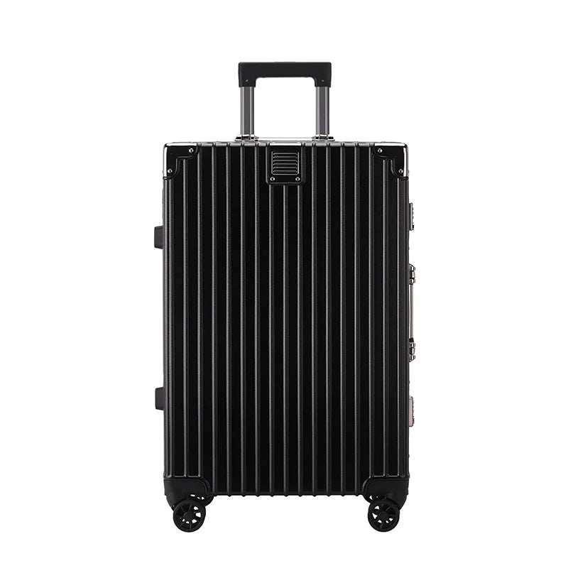 Premium Durable Aluminum Ribbed Luggage Large Capacity — Silver | KIMLUD