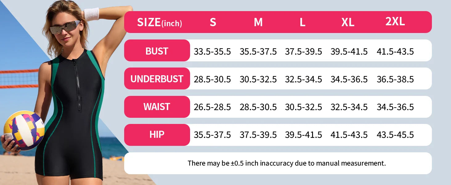 Anfilia Womens Athletic One Piece Swimsuits with Built in Bra Front Zip Modest Boyleg Bathing Suit