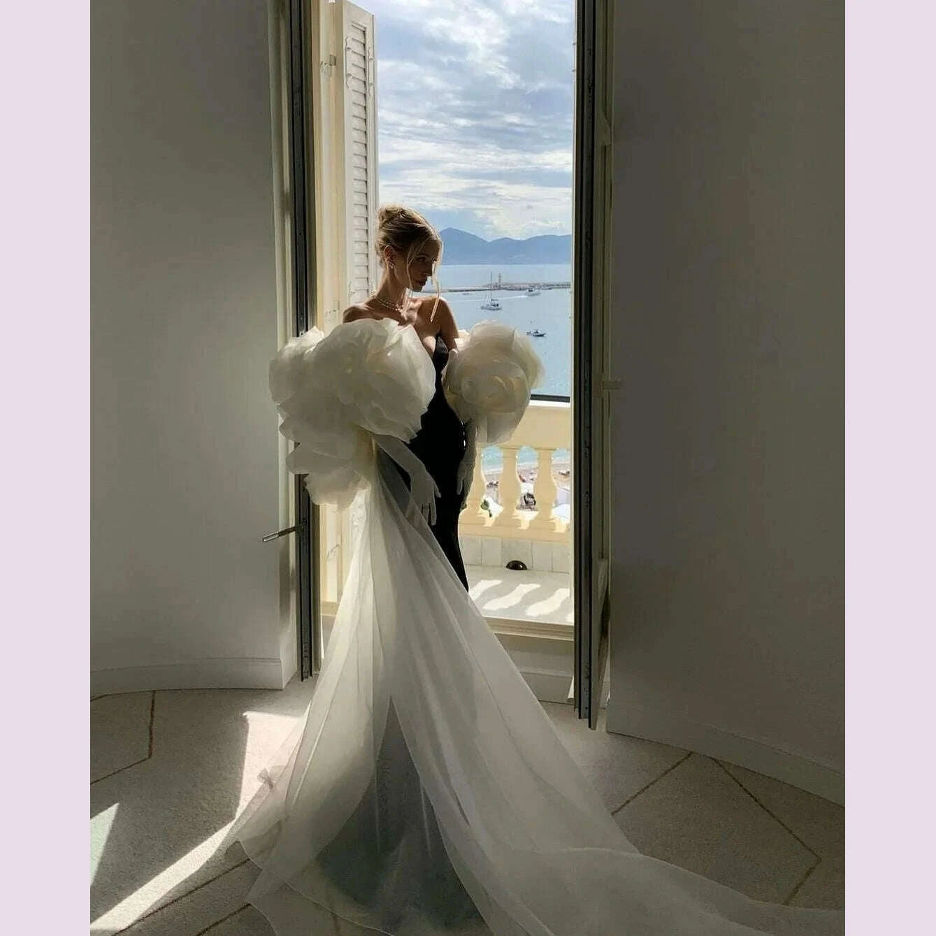 stunning-black-mermaid-evening-dresses-with-detachable-cape-train-tulle-ruffled-flower-chic-celebrity-gown-formal-occasion-dress-kimlud-kimlud-33912102