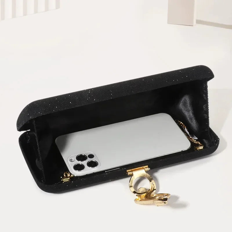 Snake Buckle Satin Evening Purse Sparkling Crystal Embellished — Champagne Pink | KIMLUD