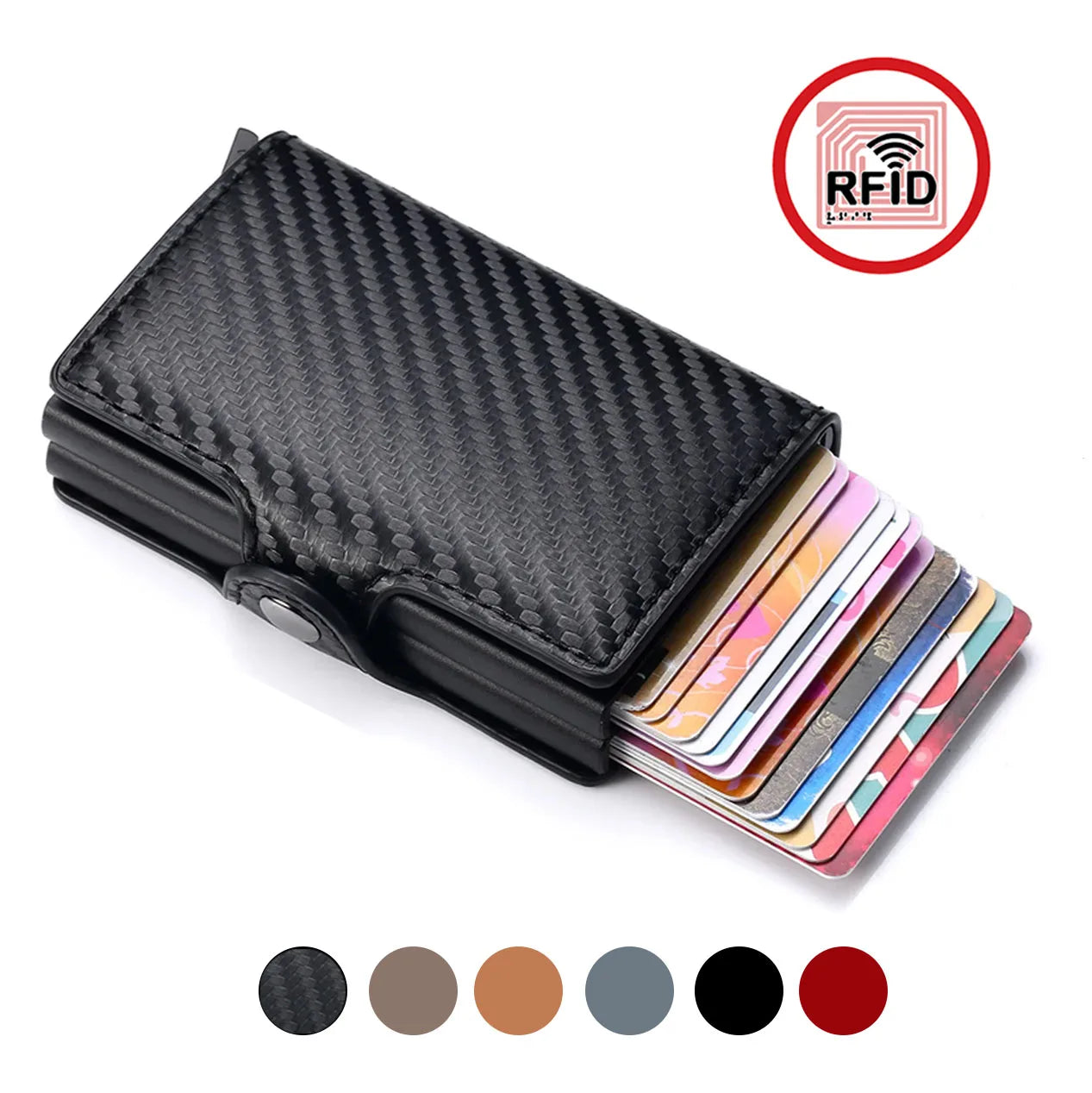 Carbon Fiber Pattern Slim Card Wallets — Black | KIMLUD