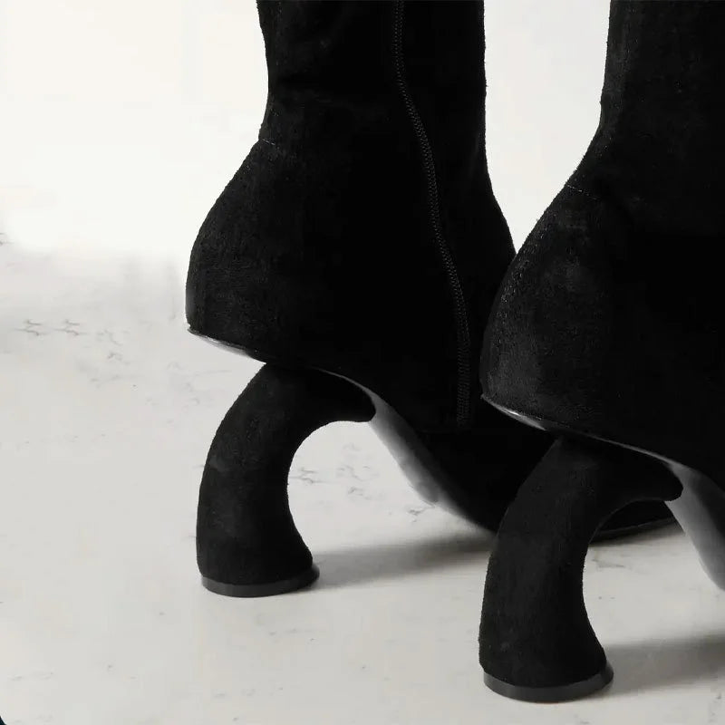 Metallic Ankle Boots Square Toe — Forest Green | KIMLUD