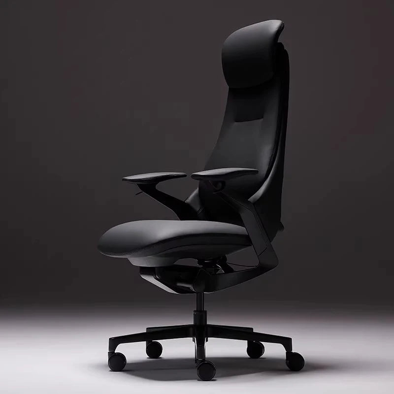 Leather Ergonomic Office Chair Solid — Ivory | KIMLUD