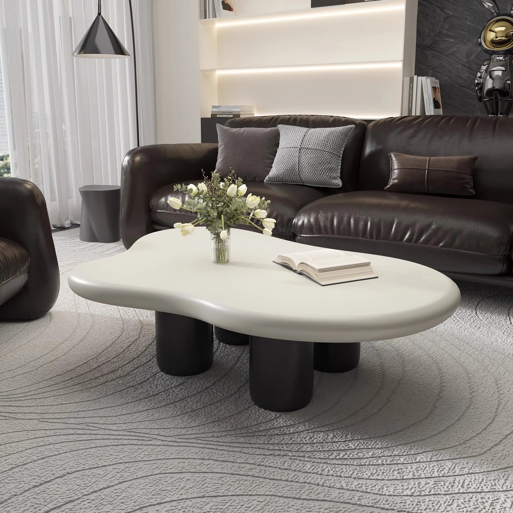 New European Style Living Room Furniture Irregular Coffee Table Brown Solid Wood Creative Cloud Coffee Table