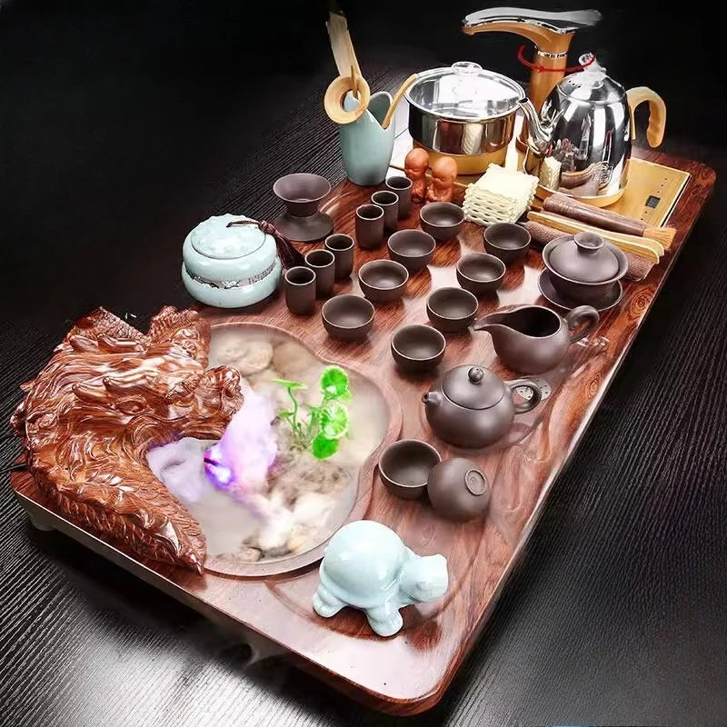 Luxury Rectangle Tea Tray Hospitality Ceremony Serving Accessories Drainage Tea Tray Chinese Kung Fu Bandejas Home Decorationgs