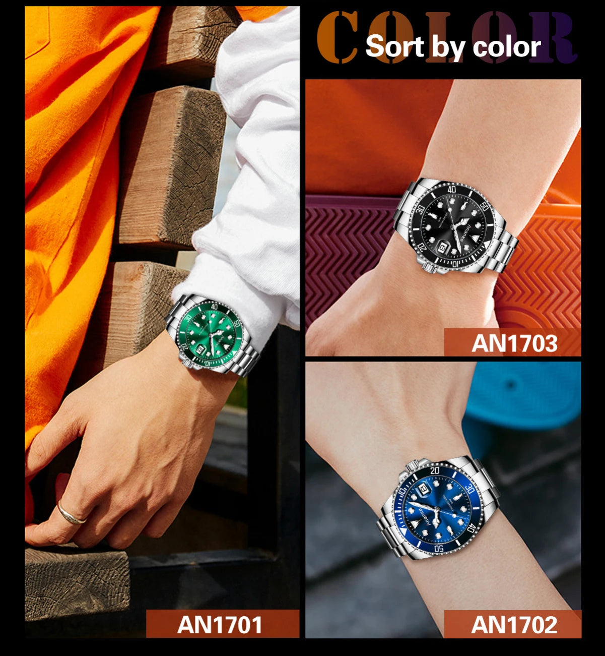 2025 New Men Luxury Sports Watches Quartz Wristwatches Waterproof Stainless Steel Strap Luminous Auto Date Casual Dress Watch
