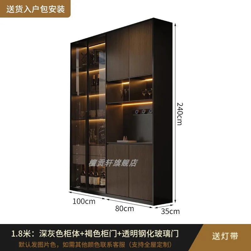 Minimalist Modern Storage Cabinet With Glass Panels — Espresso | KIMLUD