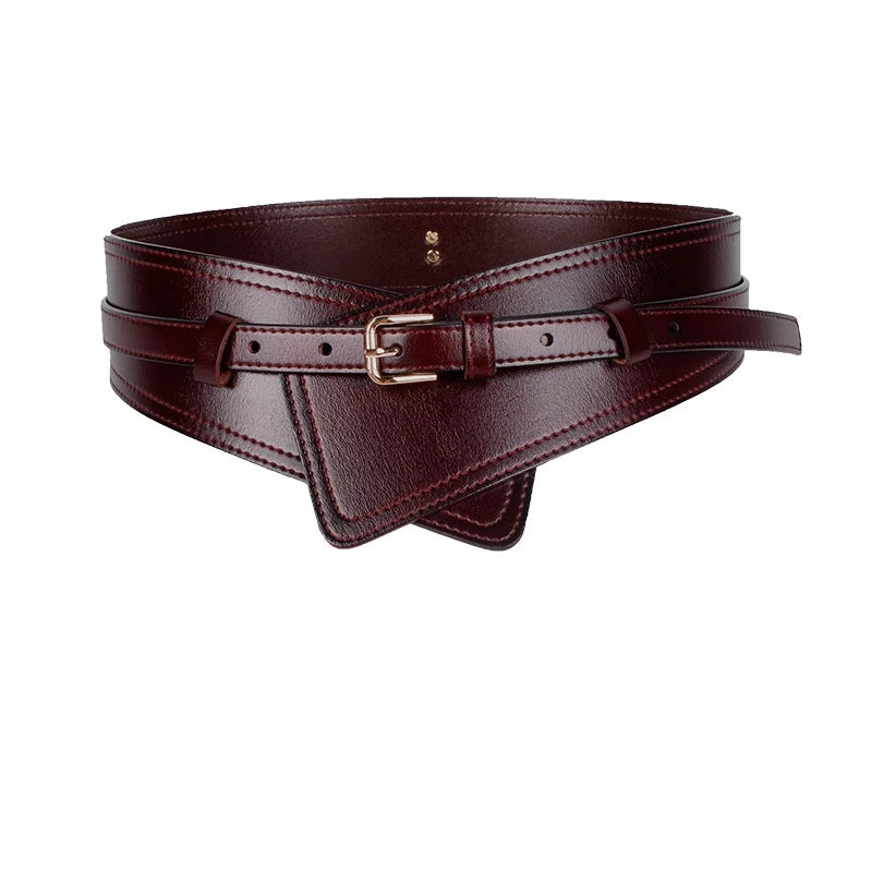 Belt – Wide Waistband – Cowhide Leather – Solid | KIMLUD