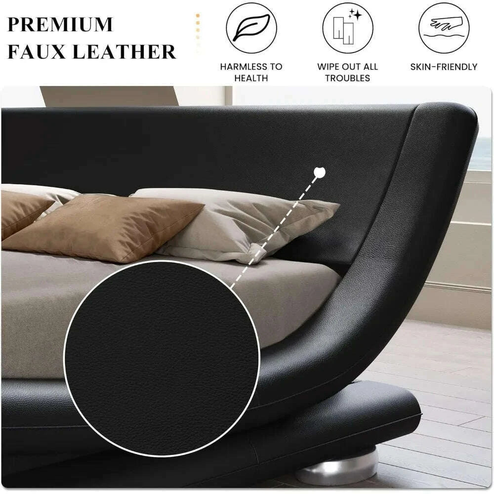 queen-size-bed-frame-with-faux-leather-ergonomics-headboard-no-box-spring-needed-easy-assembly-queen-size-bed-framekimlud-womens-fashion-34622262