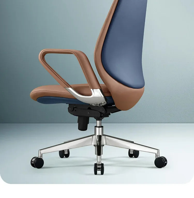 Elastic Leather Office Chair Ergonomic Modern — Blue | KIMLUD