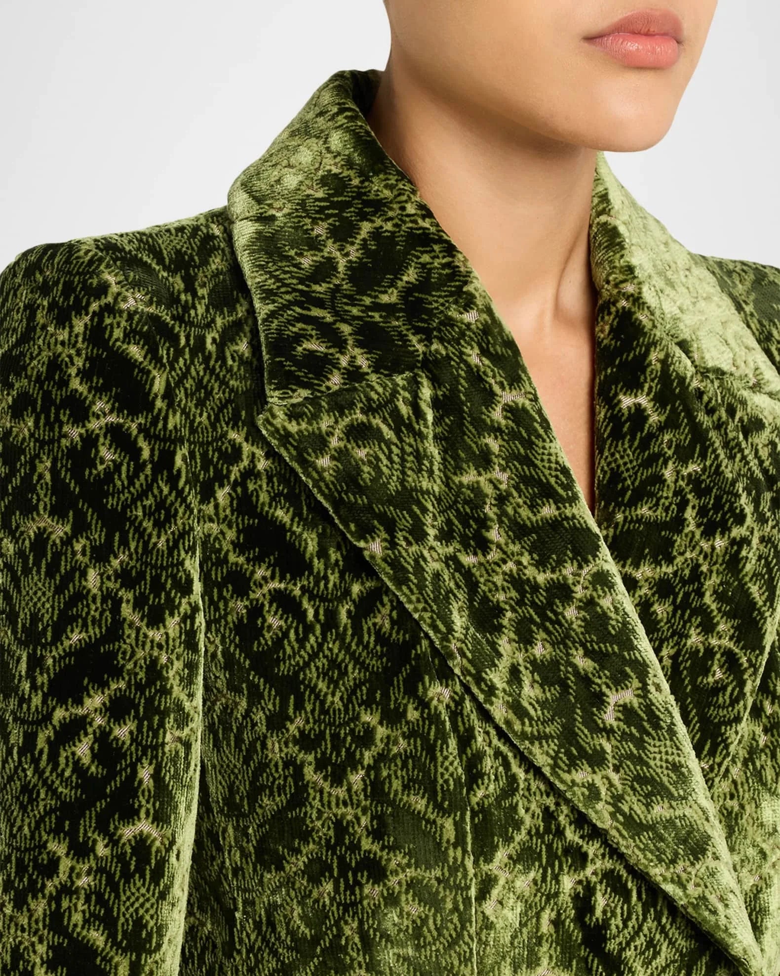 Velvet Two-Piece Pleated Blazer Set — Green | KIMLUD