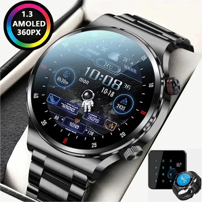 GPS ECG+PPG Bluetooth Call Smart Watch Men 2025 Sports Bracelet NFC Waterproof Custom Watch Face Men SmartWatch For IOS Android