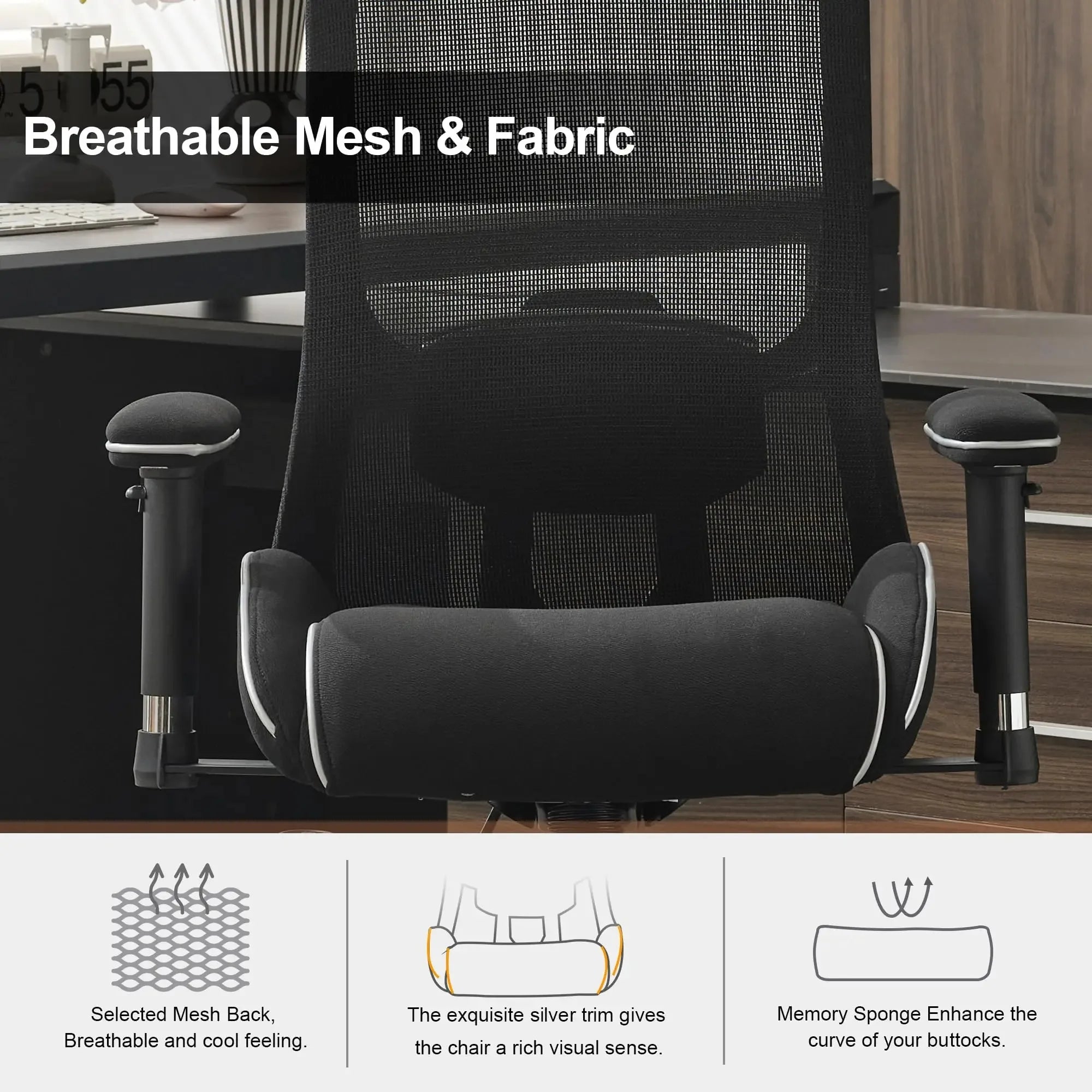 Mesh High Back Ergonomic Office Chair — Black | KIMLUD
